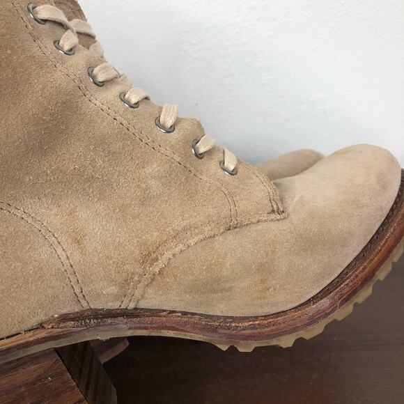 Frye Sabrina 6G Suede Leather Lace Up Bootie In Beige Women's Size 6M - Picture 7 of 13